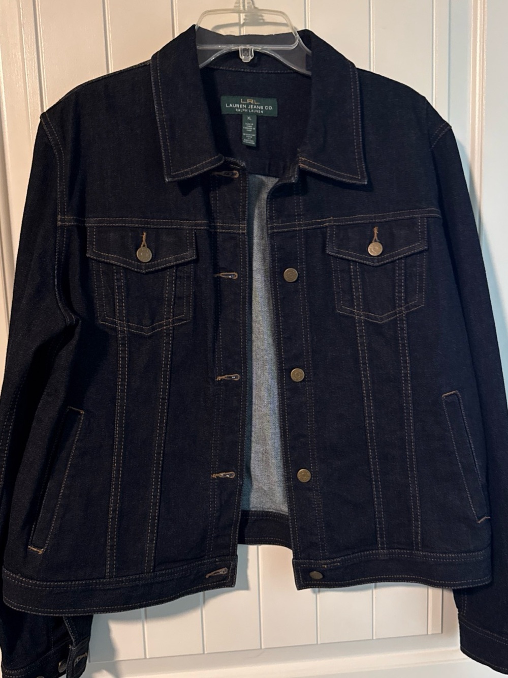 Women’s Lauren Ralph Lauren Dark Indigo Denim Trucker Jacket Sz XL